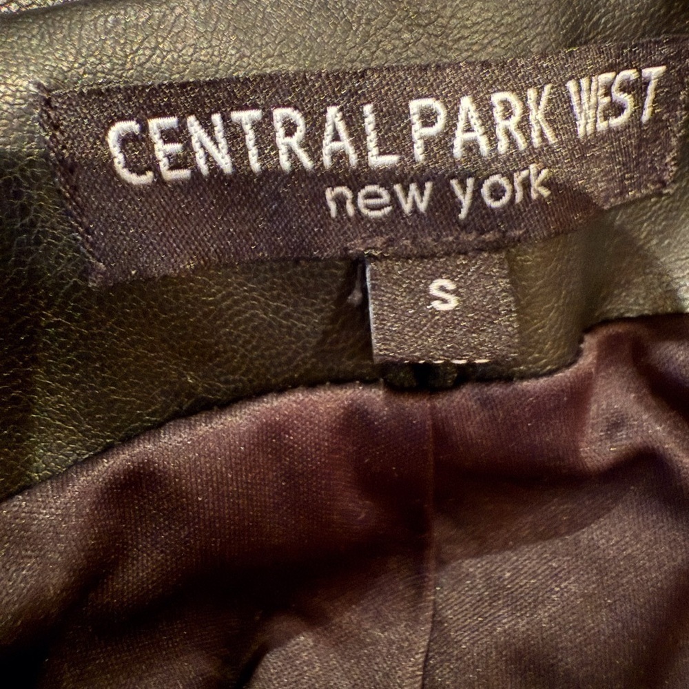 CENTRAL PARK WEST BLAZER BLACK VEGAN LEATHER removable grey knit dickey small - Picture 6 of 8